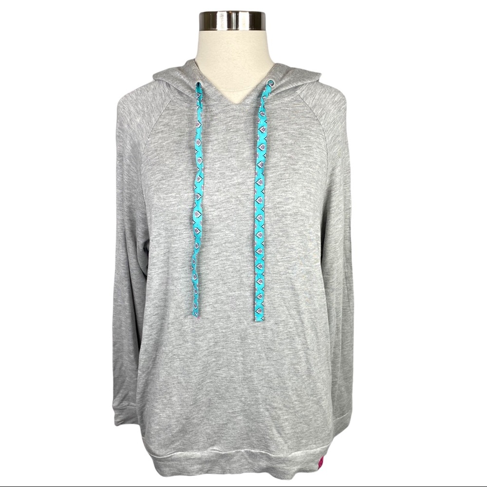 Vera Bradley Gray & Teal Floral Hoodie - Size Medium